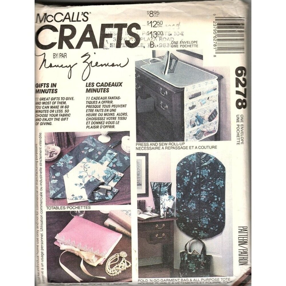 McCalls 6278 Vintage 1992 Gifts in Minutes Home Craft Uncut Sewing Pattern